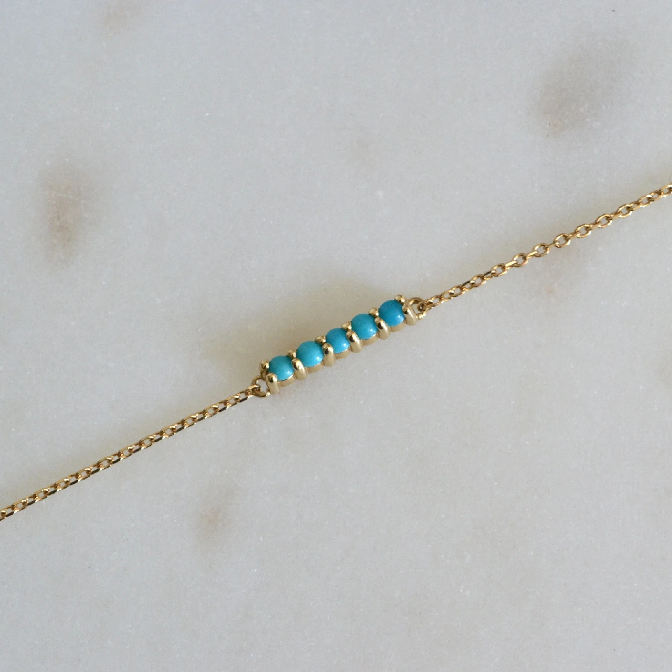 14k Turquoise Bar Bracelet