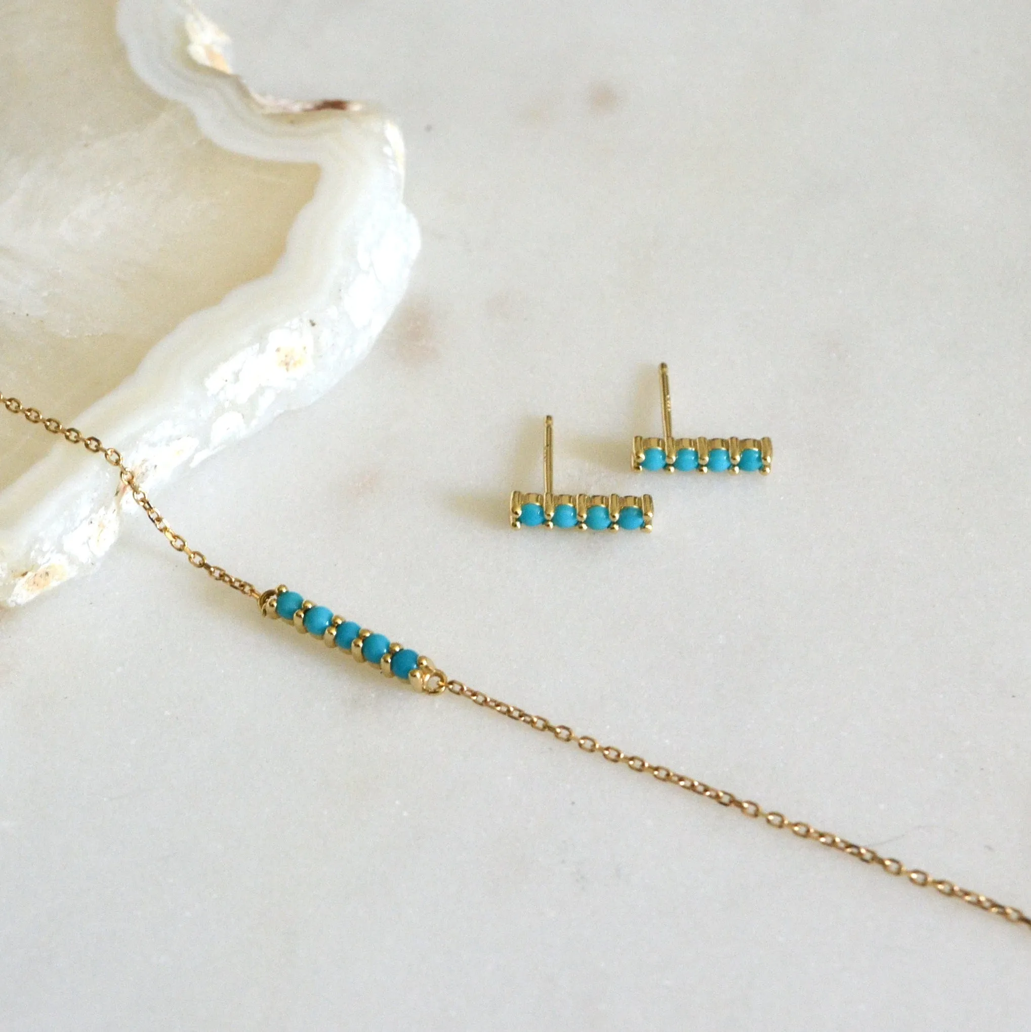14k Turquoise Bar Bracelet