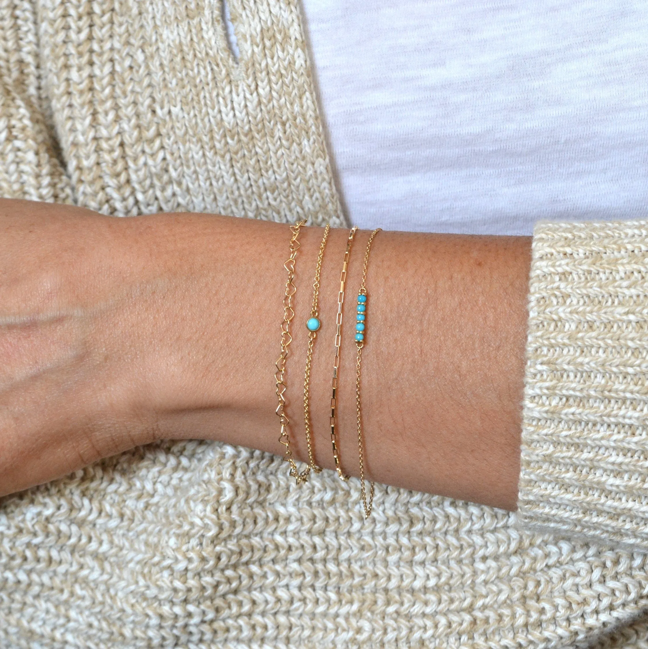 14k Turquoise Bar Bracelet