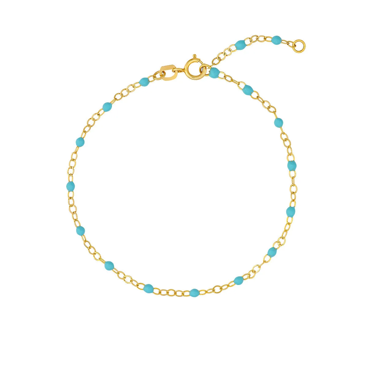 14K Yellow Gold and Light Turquoise Enamel Piatto Bracelet