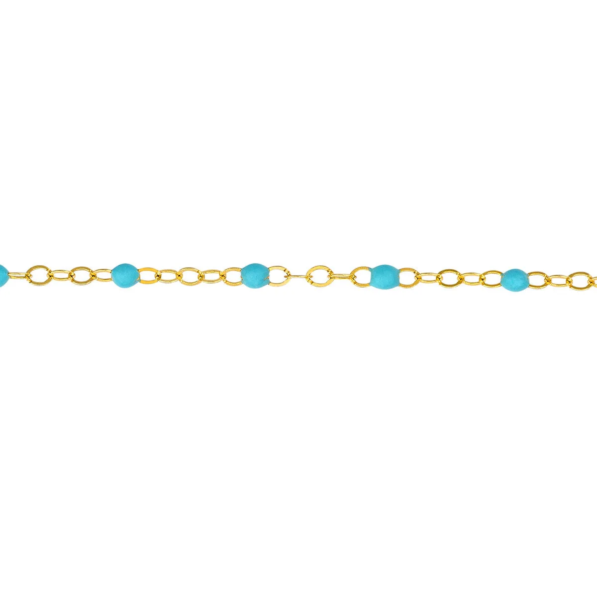14K Yellow Gold and Light Turquoise Enamel Piatto Bracelet