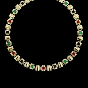14K Yellow Gold Estate Hardstone Necklace