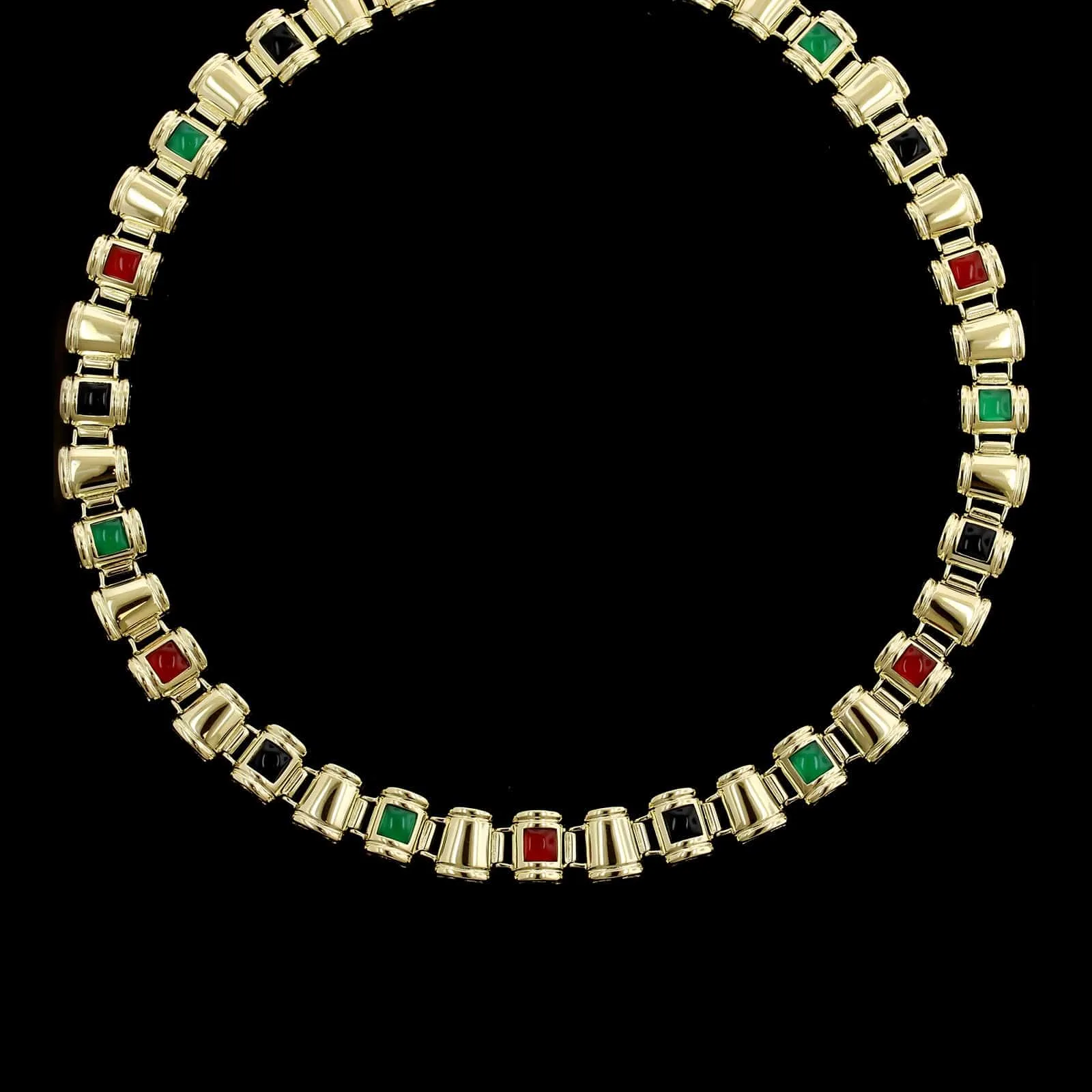 14K Yellow Gold Estate Hardstone Necklace