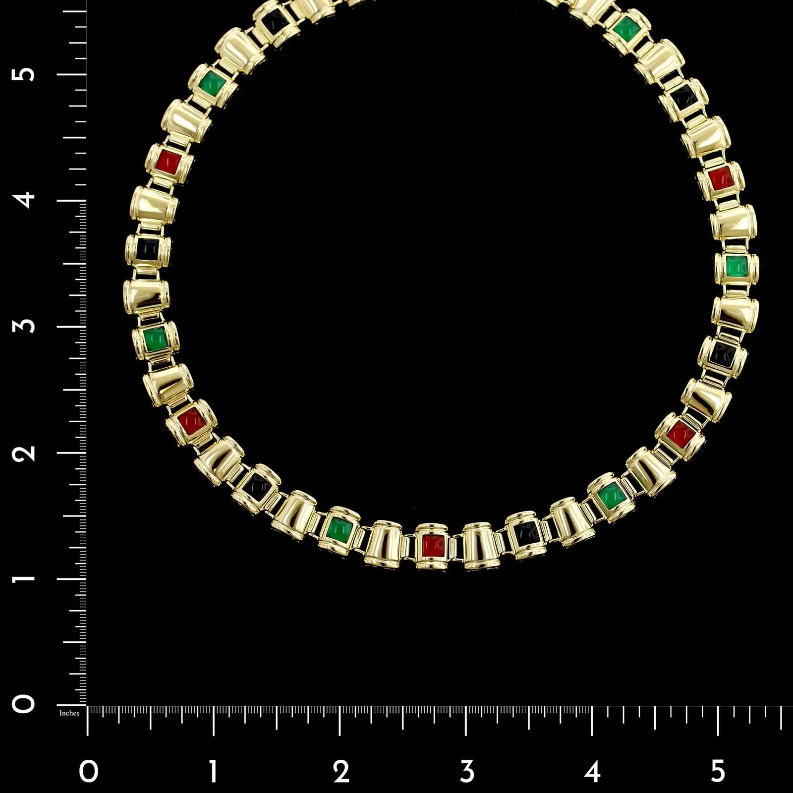 14K Yellow Gold Estate Hardstone Necklace