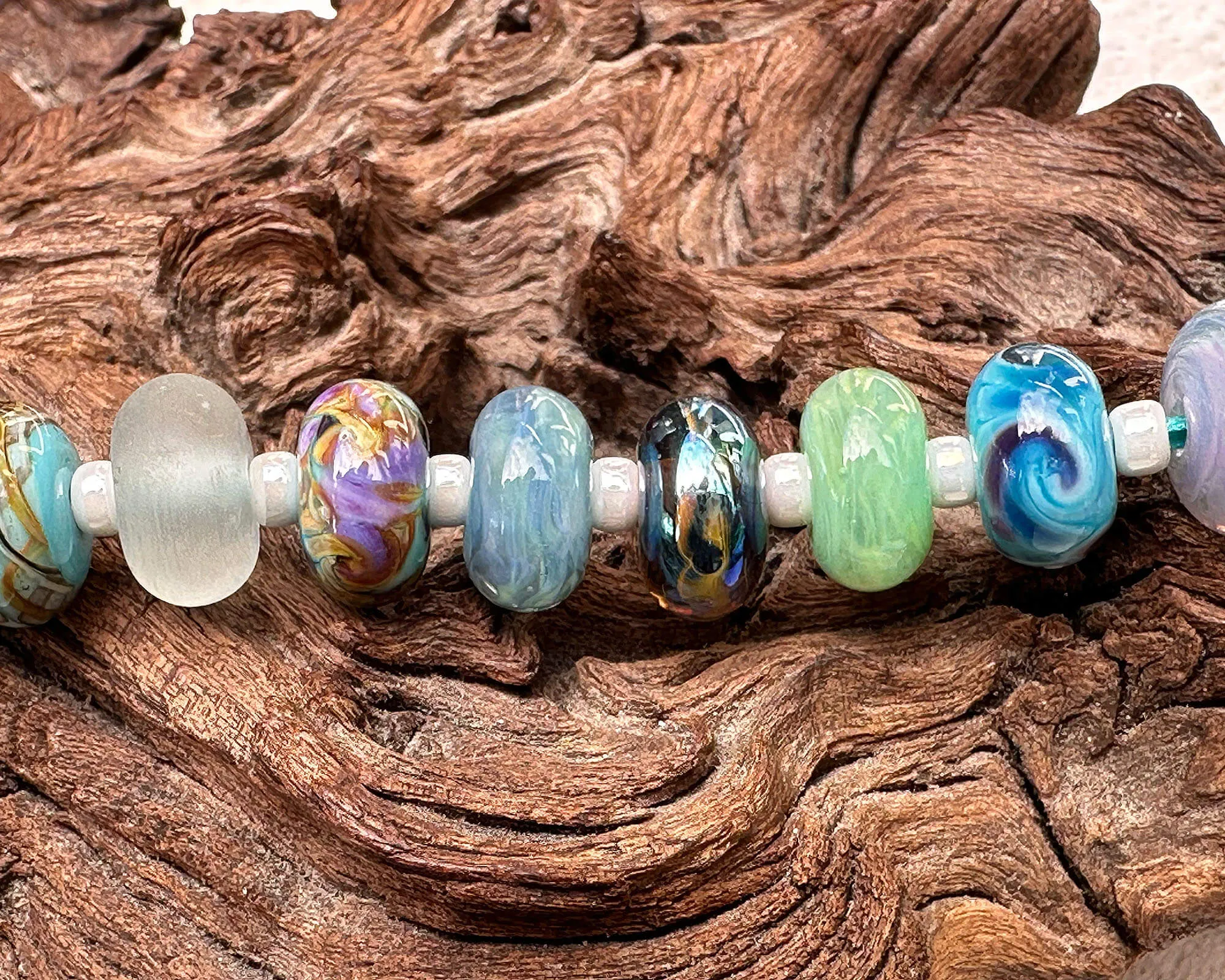 25 Teal Green Orphan Lampwork Beads Set SRA