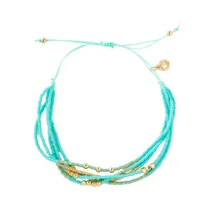 5 Strand Seed Bead Bracelet Turquoise