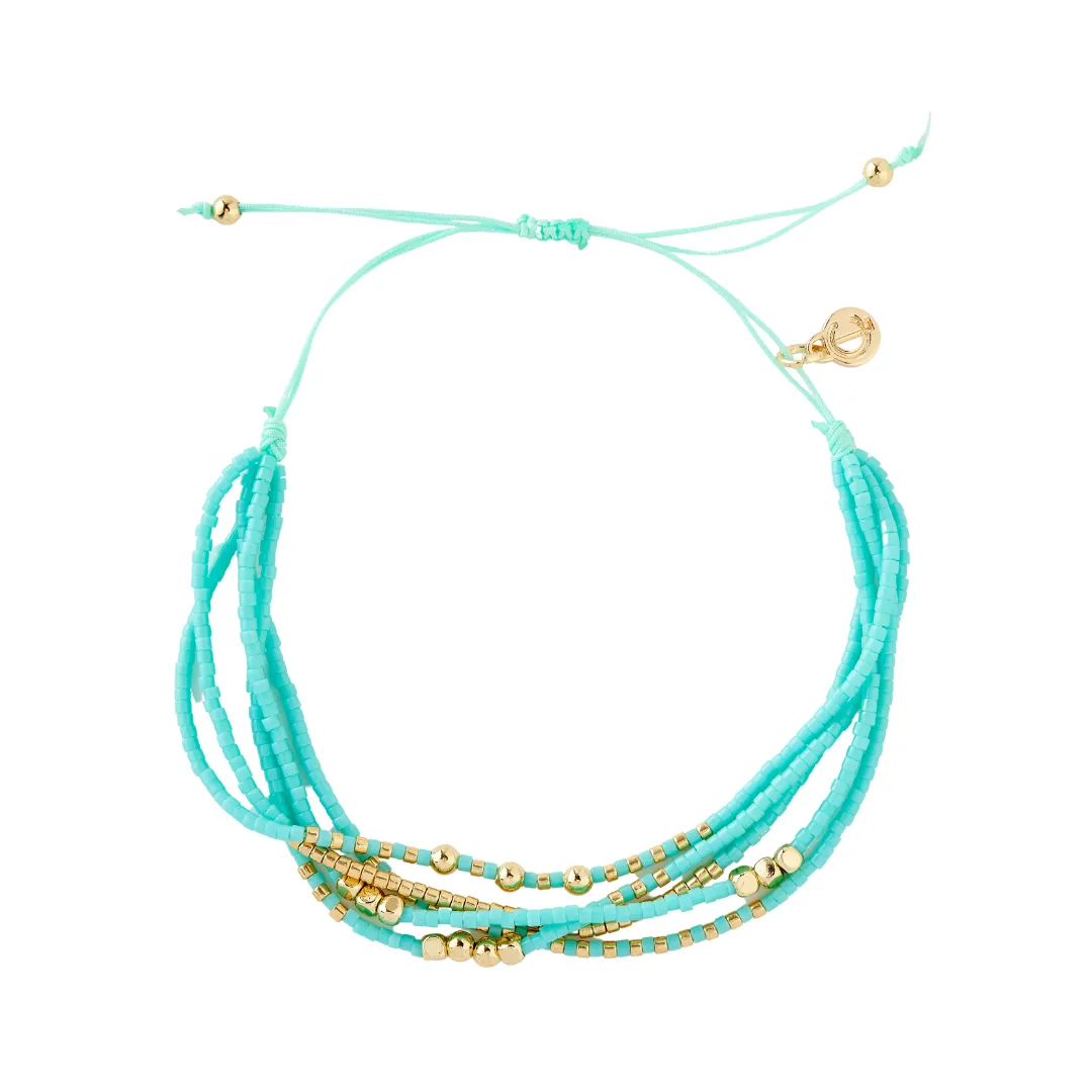 5 Strand Seed Bead Bracelet Turquoise