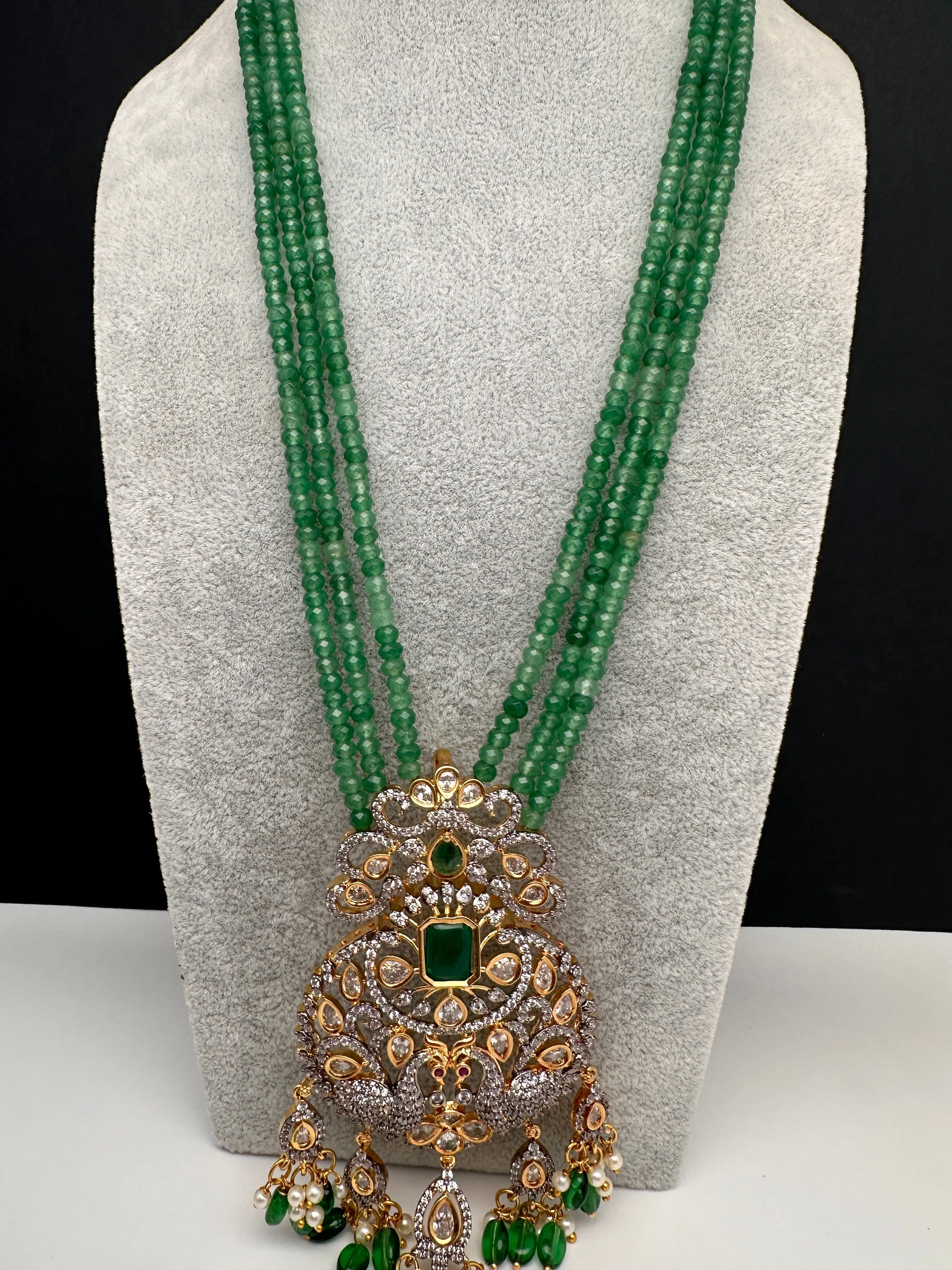 AD Peacock Green Onyx Beads Necklace