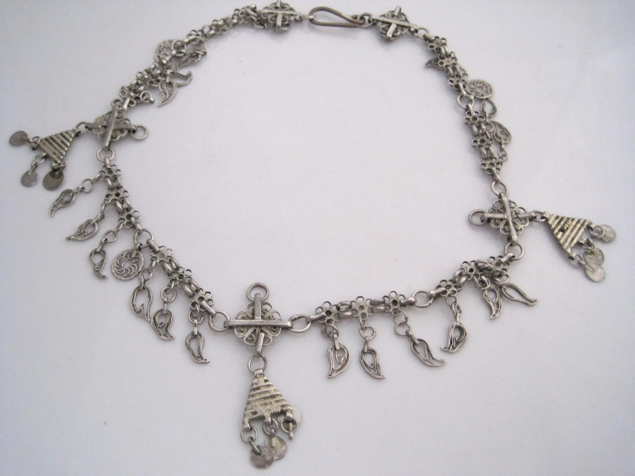 Antique Silver Middle East Ottoman Charm Necklace or headdress