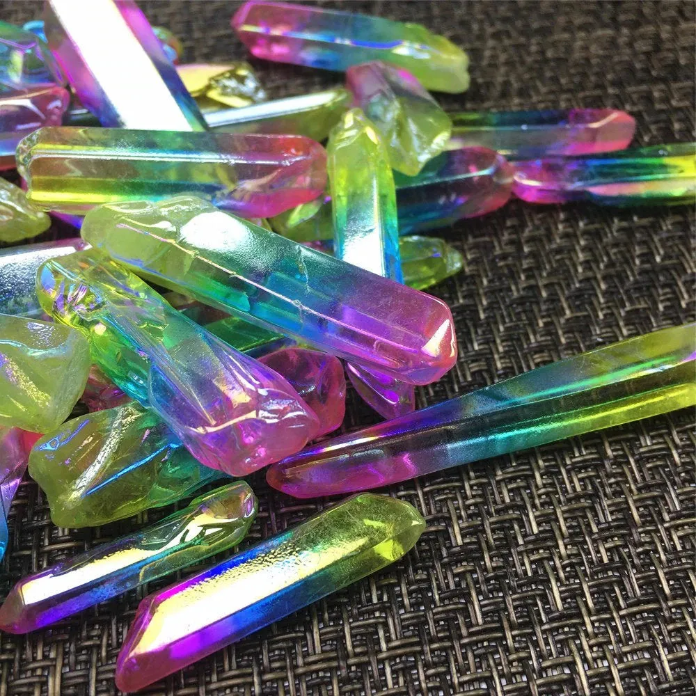 Aura Quartz Points, Rainbow Crystal Point, Titanium Crystal Point, Aura Quartz Wand, Crystals for Jewelry, Wirewrap Crystal, Crystal Pendant