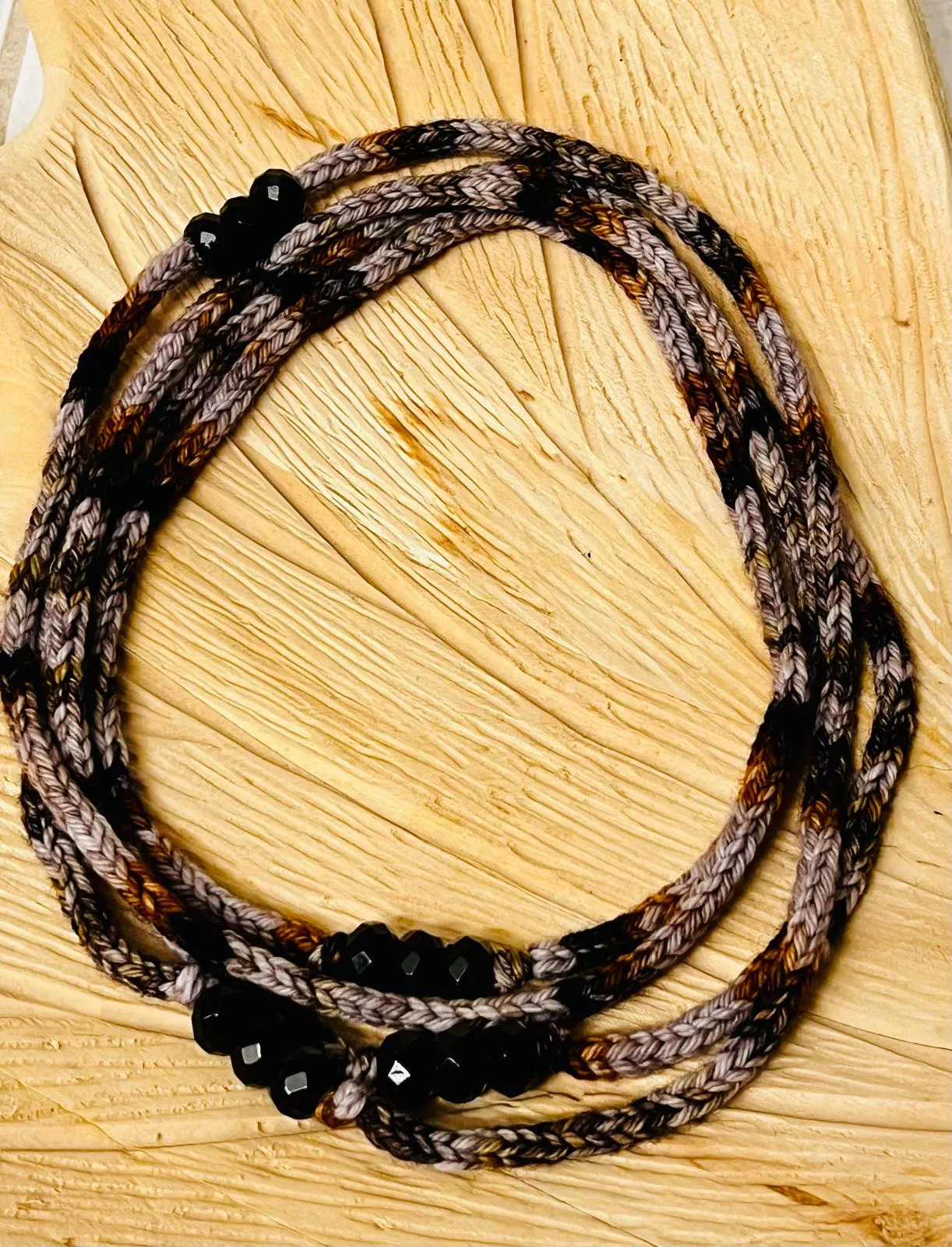 Autumn Reclaimed Cashmerino and Faceted Onyx Necklace