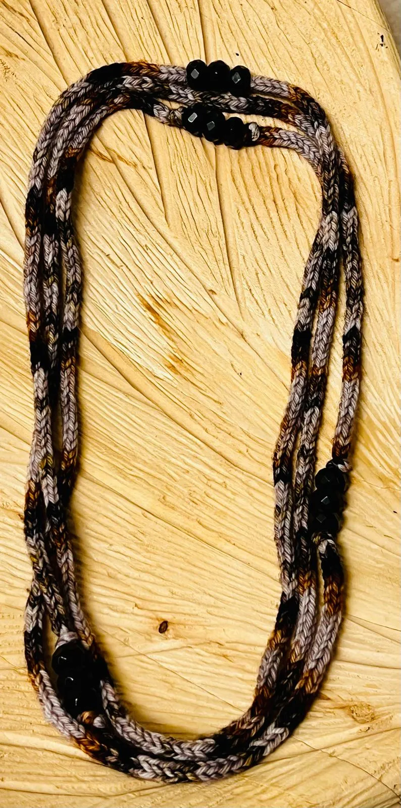 Autumn Reclaimed Cashmerino and Faceted Onyx Necklace