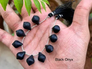 Black Onyx Slanted Drops Frosted