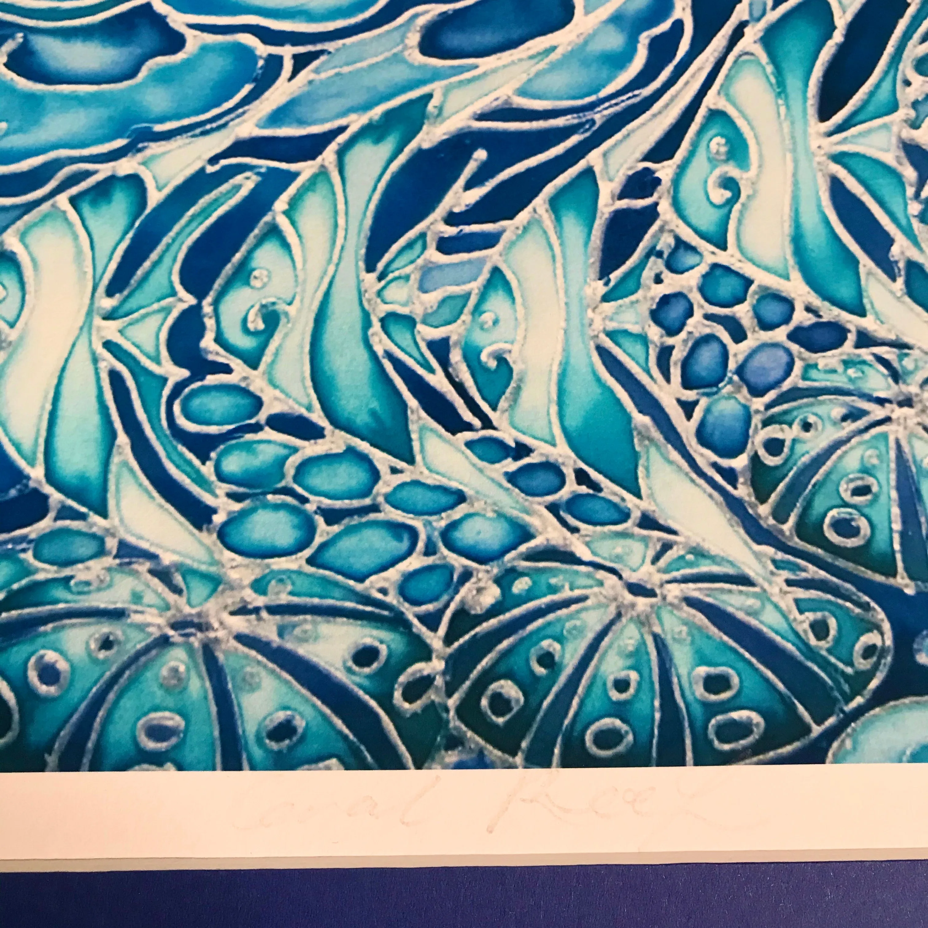 Blue Coral Reef Print - Ultramarine Aqua Fish in Coral Reef Print - Bathroom Art