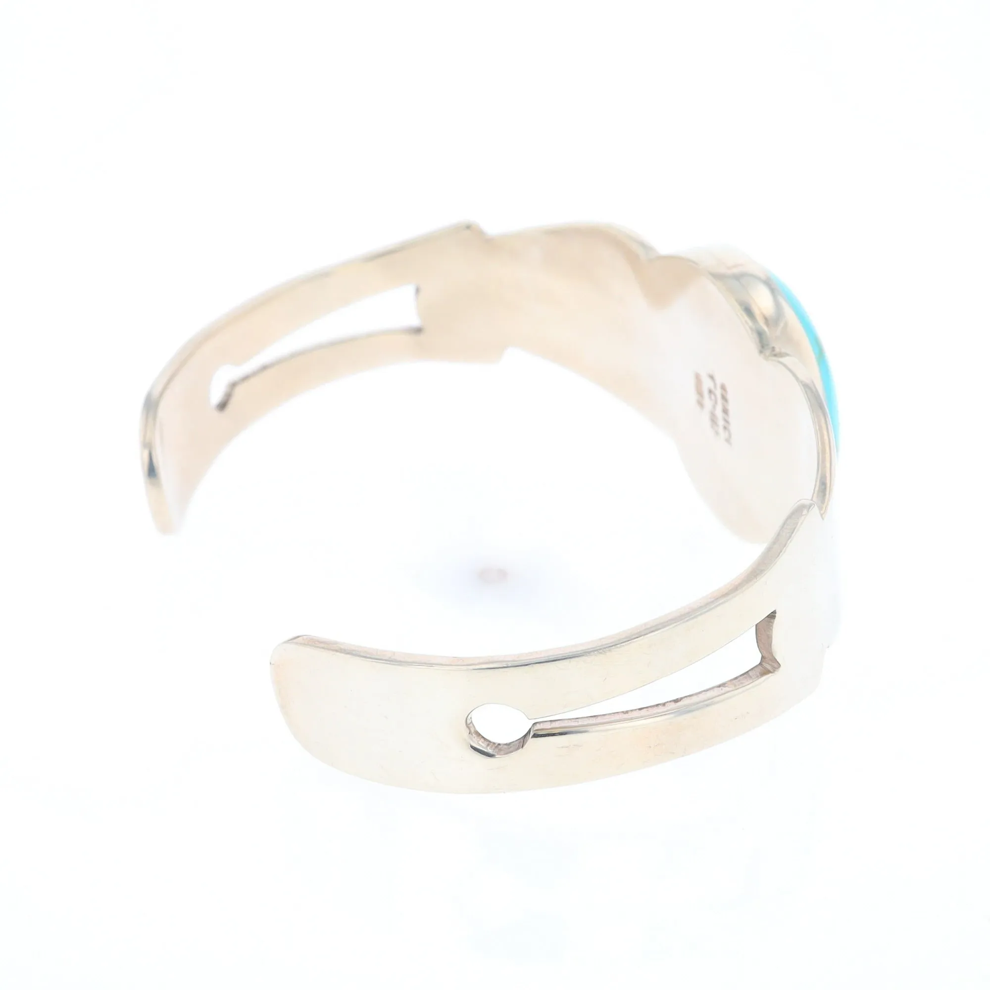 Circular Turquoise Bezel Set Sterling Silver Cuff
