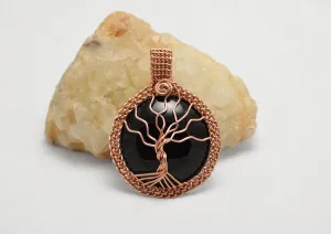 Copper Wire Wrapped Tree of Life Pendant on Black Onyx, Tree of Life Necklace