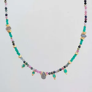 Dainty Goddess Tourmaline and Green Onyx Necklace