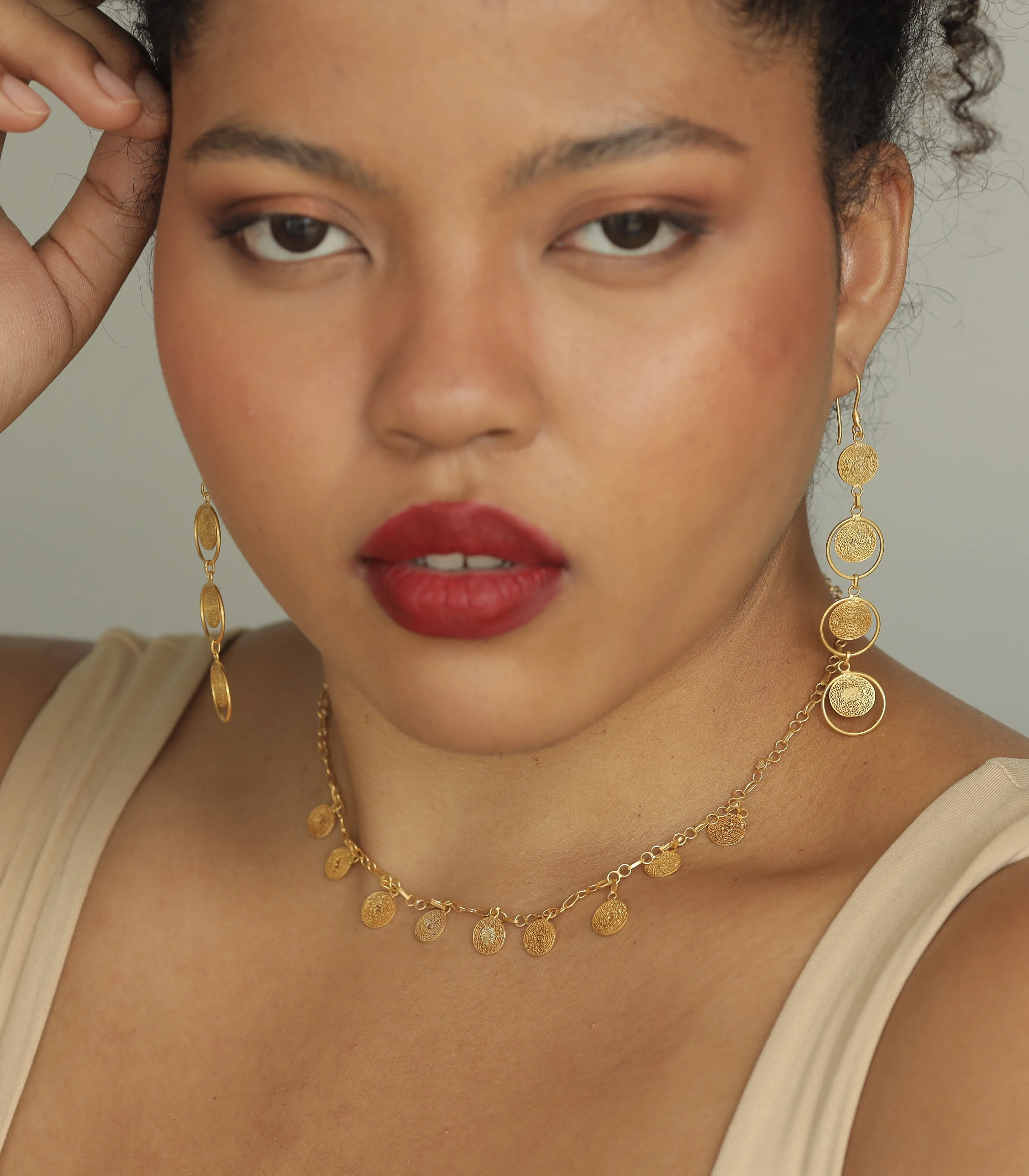 Dionne Filigree 4-Disc Drop Earrings