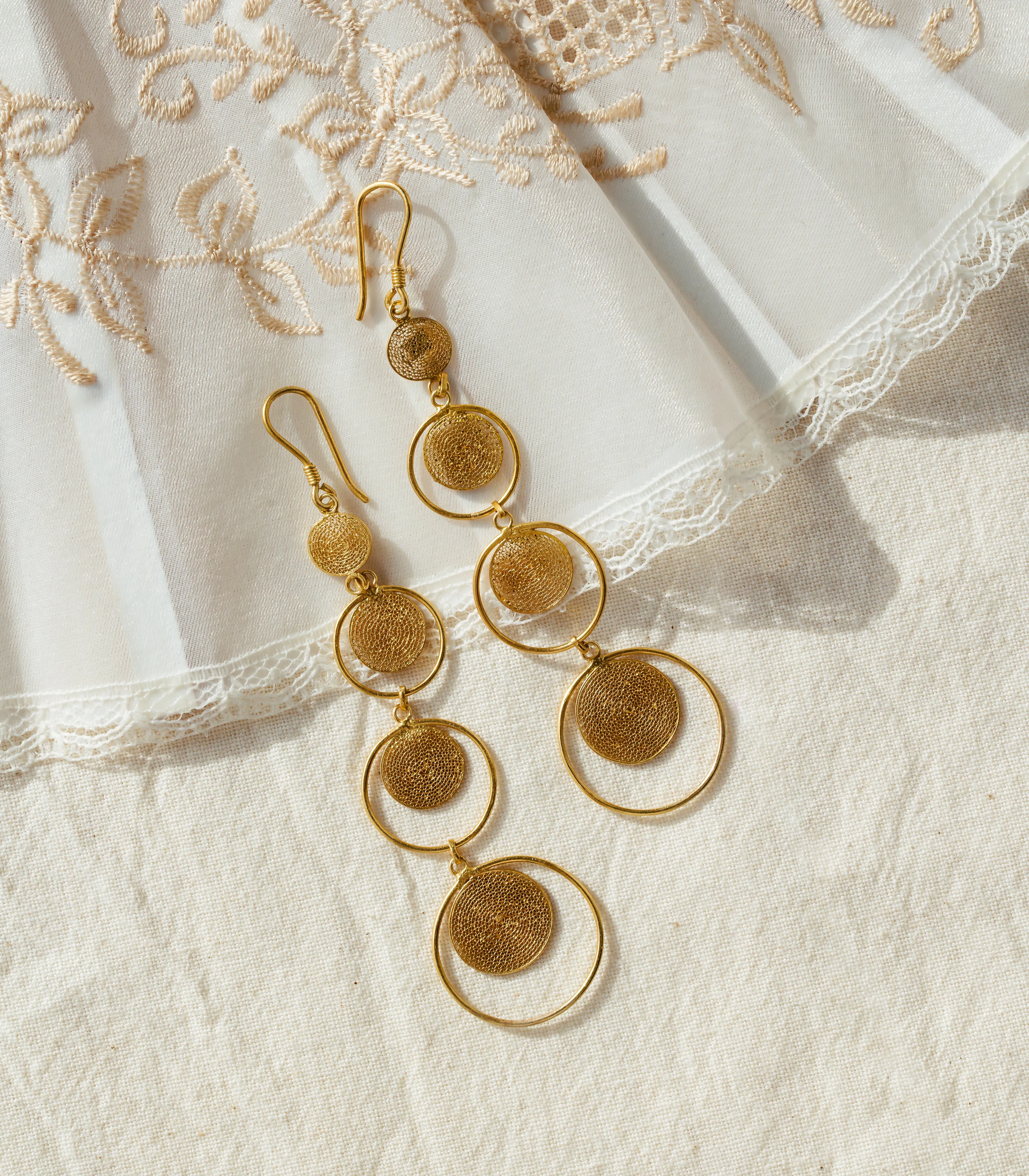 Dionne Filigree 4-Disc Drop Earrings