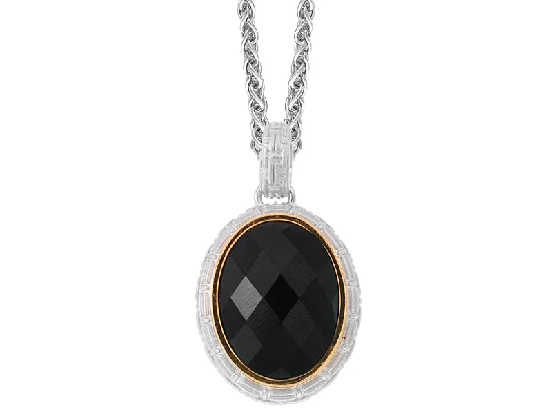 E.H. Collection 5.40 ct Onyx 18K Yellow Gold/Silver Pendant With Chain 11281