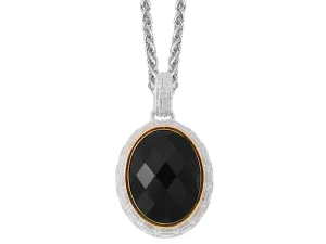 E.H. Collection 5.40 ct Onyx 18K Yellow Gold/Silver Pendant With Chain 11281