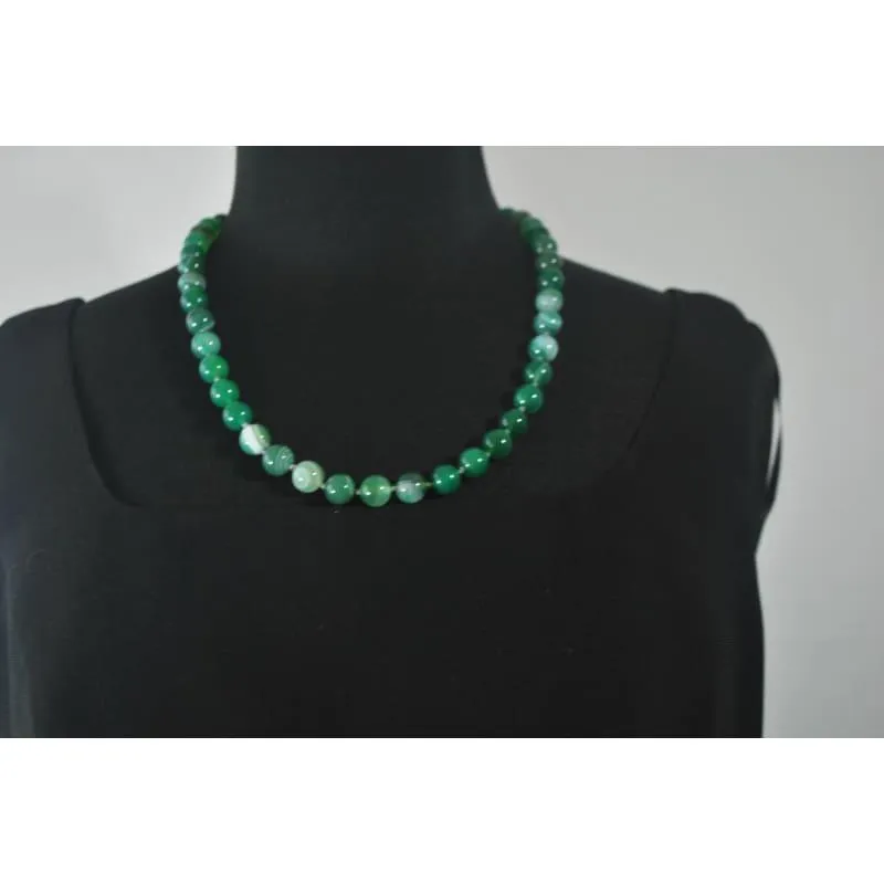 Genuine Green Stripe Agate Onyx Necklace.