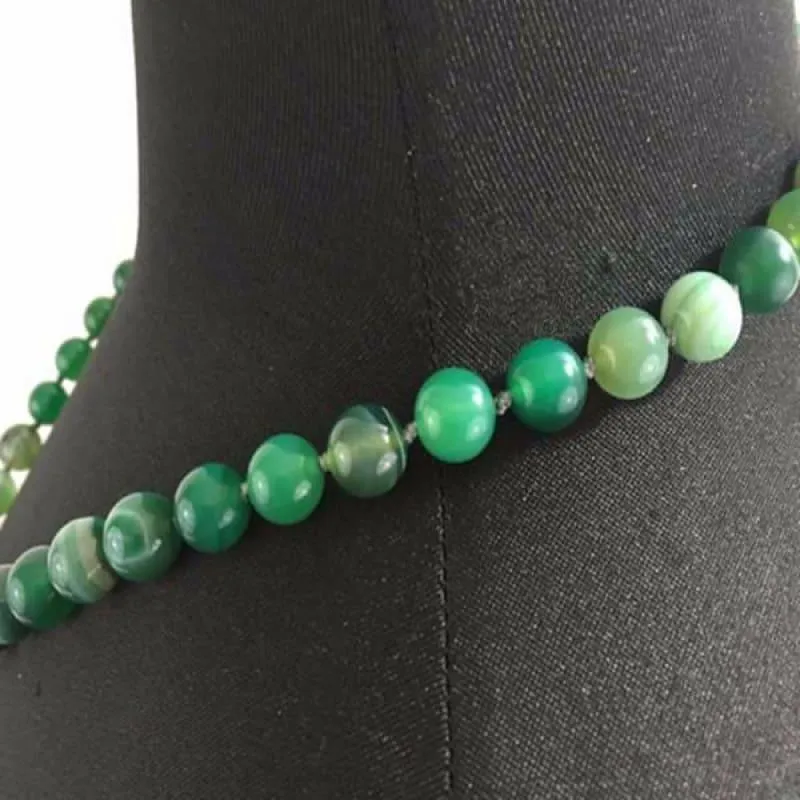 Genuine Green Stripe Agate Onyx Necklace.