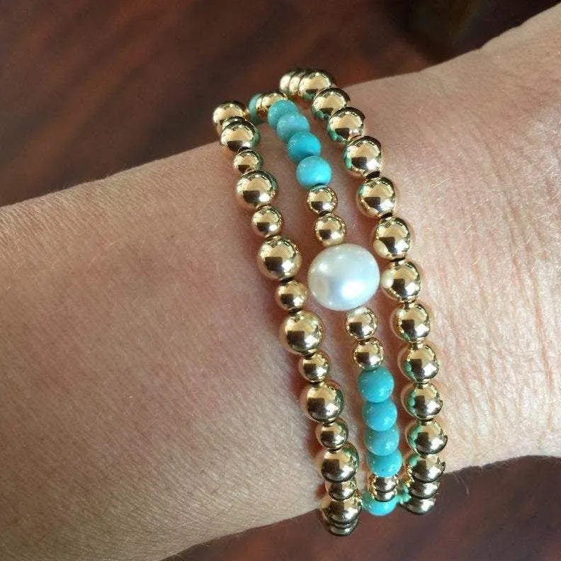 Gold Beads with Turquoise