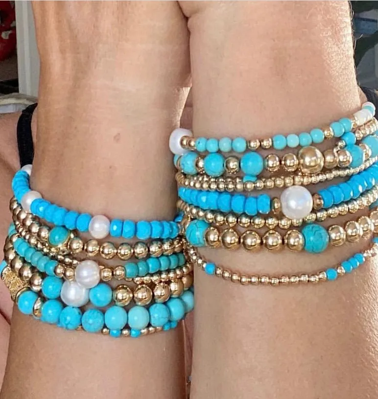 Gold Beads with Turquoise