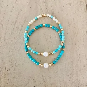 Gold Beads with Turquoise