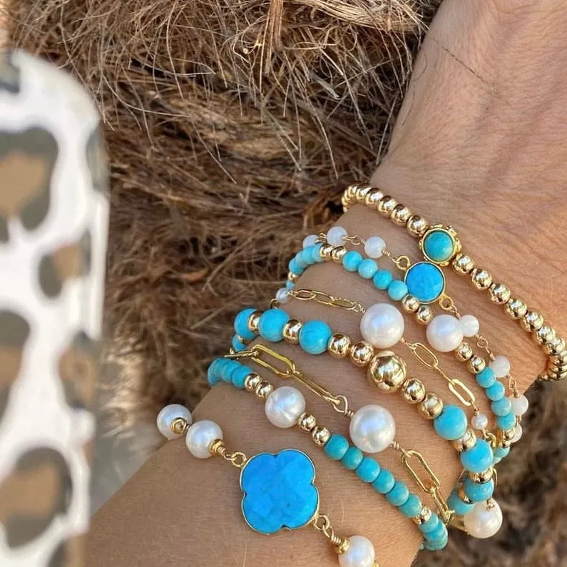 Gold Beads with Turquoise