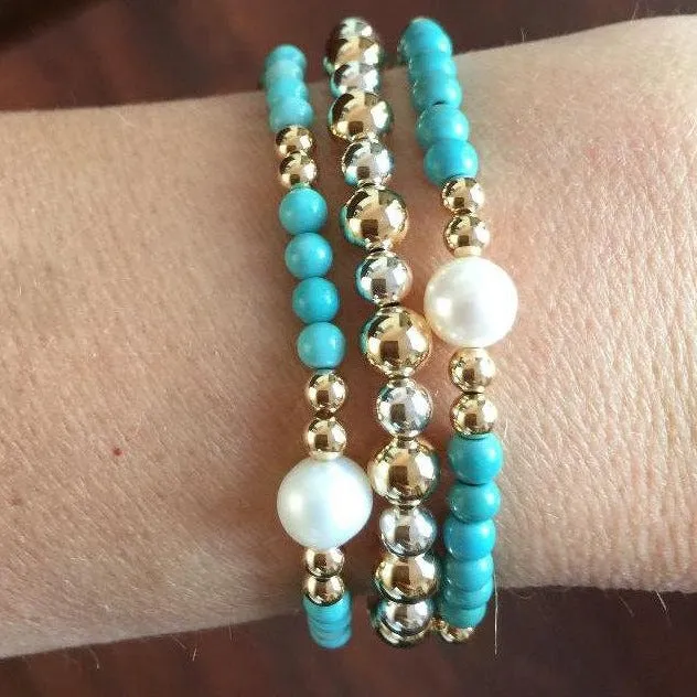 Gold Beads with Turquoise