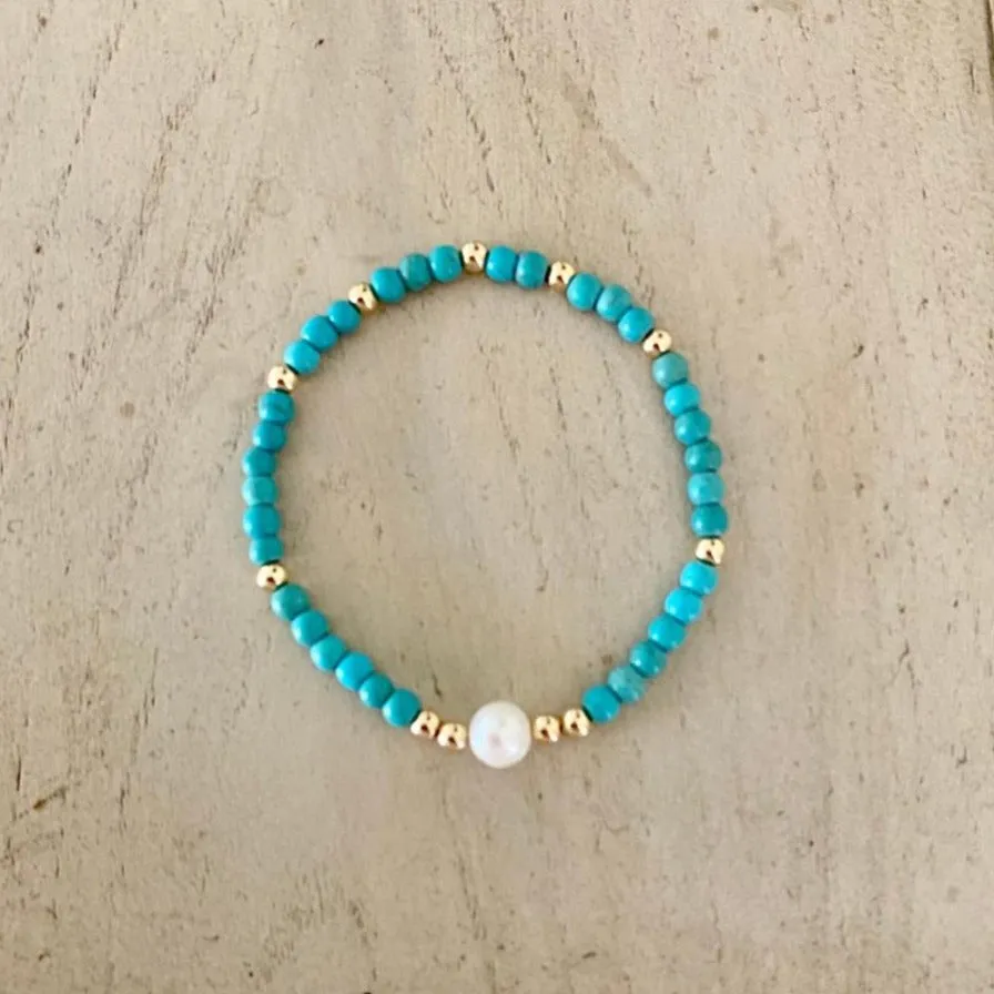 Gold Beads with Turquoise
