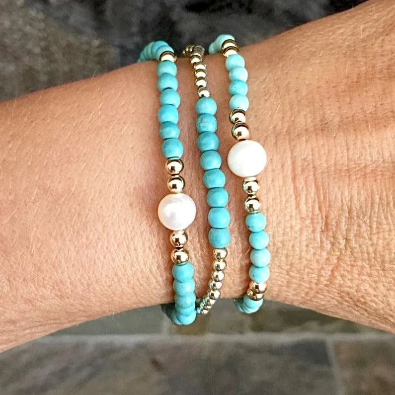 Gold Beads with Turquoise