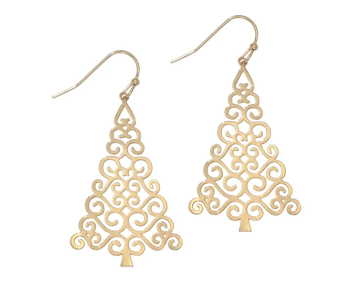 Gold Christmas Tree Earrings