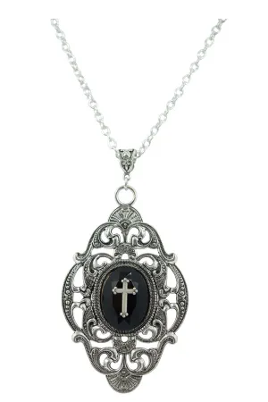 Gothic Elegance Black Faceted Stone pendant Necklace with Gift Box - Gothic Gift
