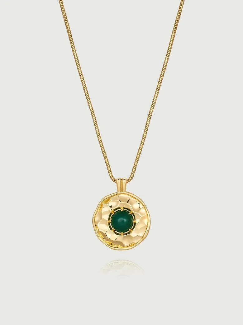Green Onyx Coin Necklace