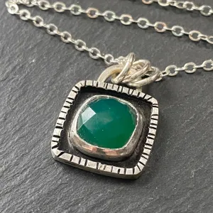 Green Onyx pendant necklace hand crafted with recycled sterling silver