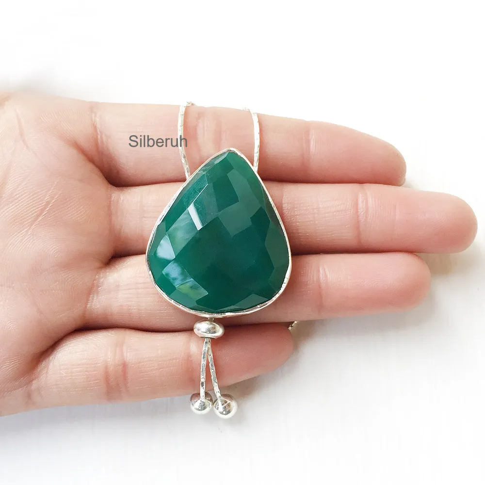 Green Onyx Silver Necklace
