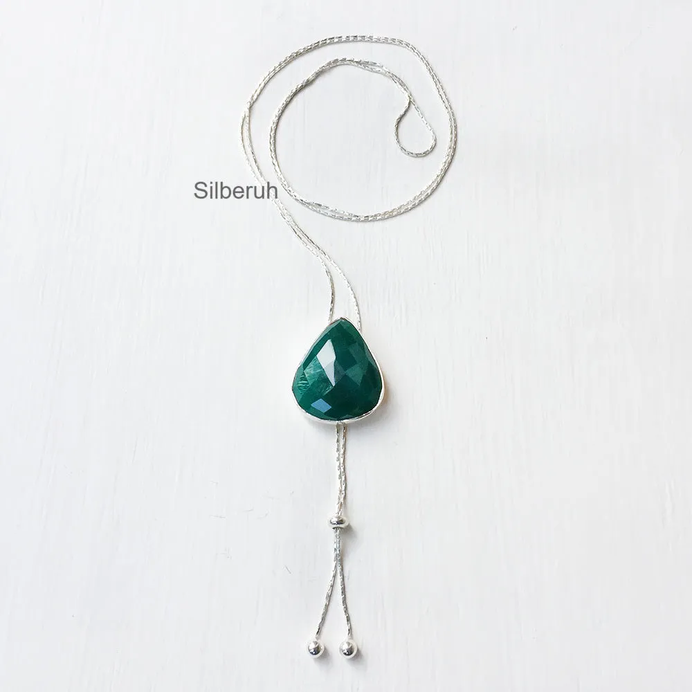Green Onyx Silver Necklace