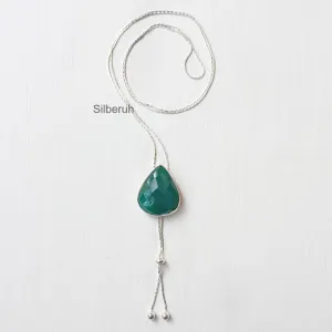 Green Onyx Silver Necklace