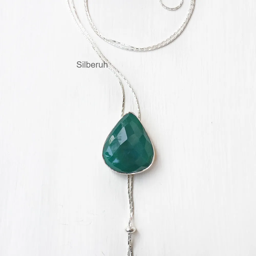 Green Onyx Silver Necklace