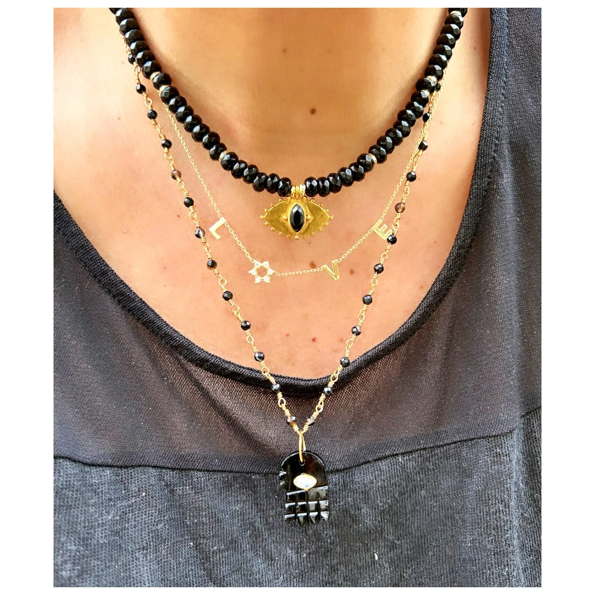 Jaipur Black Onyx Eye Beaded Necklace