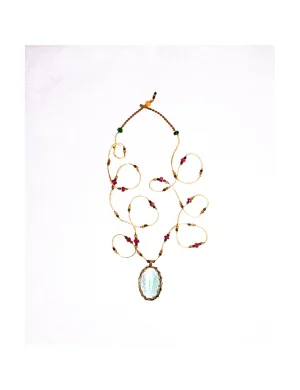 Long Tibetan Necklace - Green Fluorite