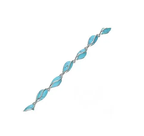 MILENA Twisted Bracelet Silver and Turquoise Elegant