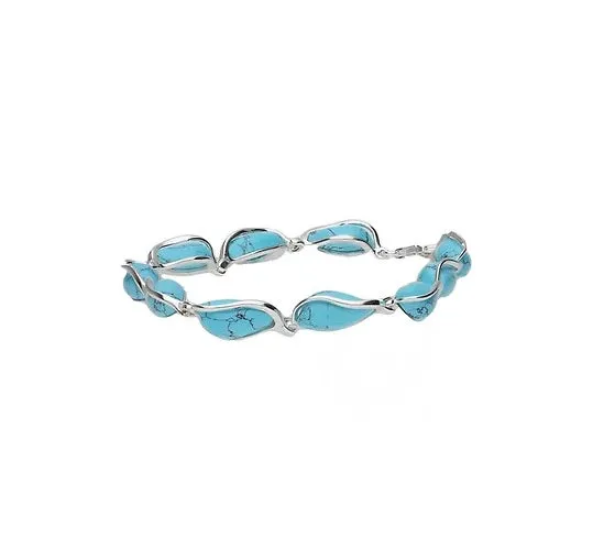 MILENA Twisted Bracelet Silver and Turquoise Elegant