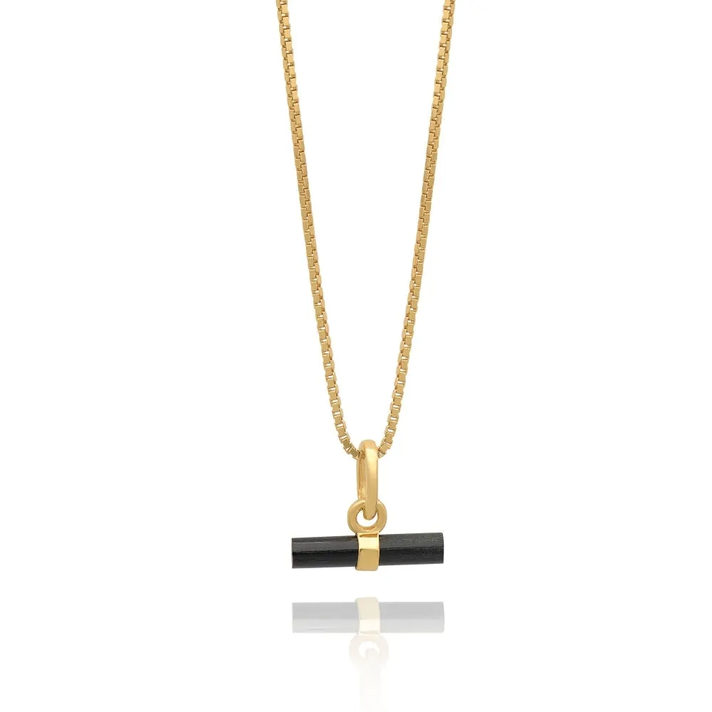 Mini Onyx T-Bar Necklace - Gold - TBN24ONGP