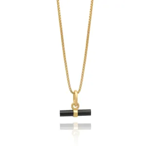 Mini Onyx T-Bar Necklace - Gold - TBN24ONGP
