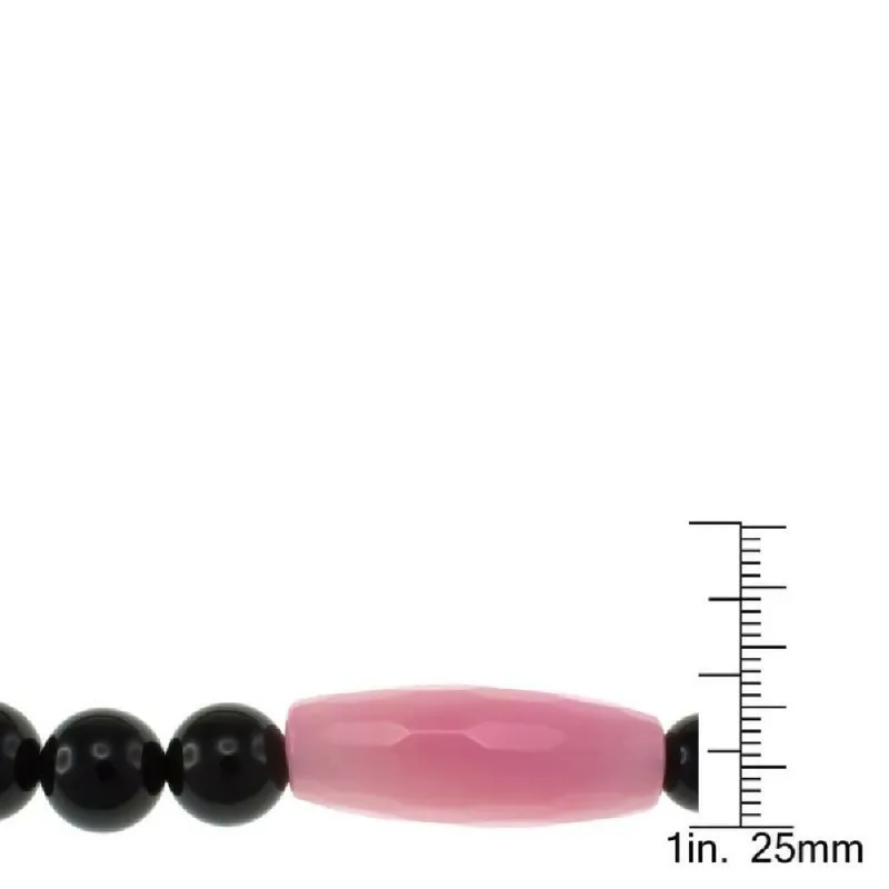 Pearlz Gallery Pink Agate and Black Onyx Necklace | Unisex | 17" | 226 carats.