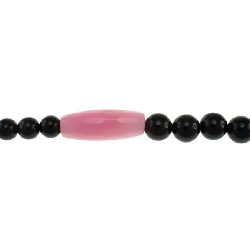 Pearlz Gallery Pink Agate and Black Onyx Necklace | Unisex | 17" | 226 carats.